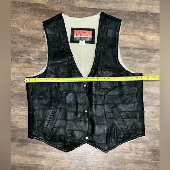 NEW Men BLACK Vest Patchwork 100% leather handmade with Sherpa Size M - Picture 4 of 4